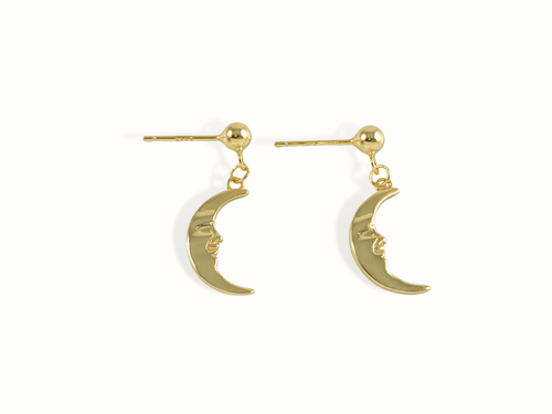 Eve | 14K Gold Vintage Moon Earrings - Just Daint