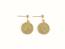 Load image into Gallery viewer, Geneva | 18K Gold English Coin Earrings - Just Daint
