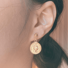 Load image into Gallery viewer, Geneva | 18K Gold English Coin Earrings - Just Daint

